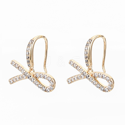 Brass Micro Pave Clear Cubic Zirconia Earring Hooks KK-S356-135G-NF-1