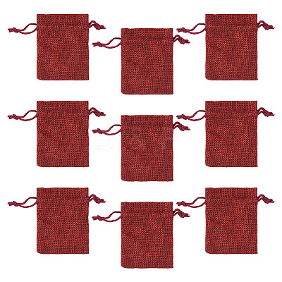 20Pcs Rectangle Polyester Imitation Burlap Packing Pouches Drawstring Bags ABAG-TA0001-96C-1