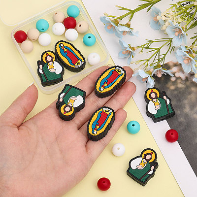 36Pcs 6 Style Food Grade Eco-Friendly Silicone Focal Beads SIL-CA0002-05-1