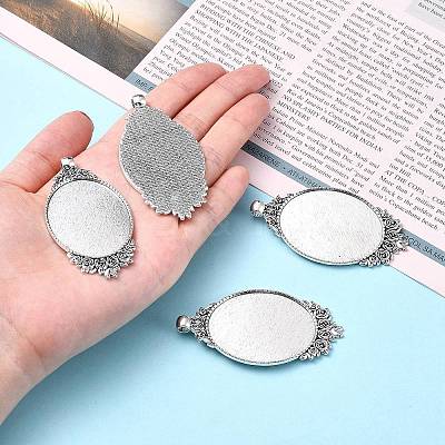 Tibetan Style Alloy Pendant Cabochon Settings X-TIBEP-N003-28AS-1