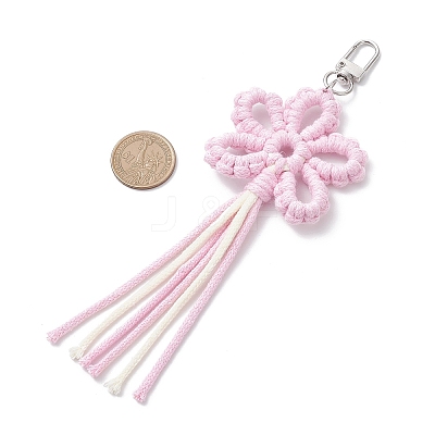 Flower Cotton Threads Pendants Decorations HJEW-TA00399-03-1