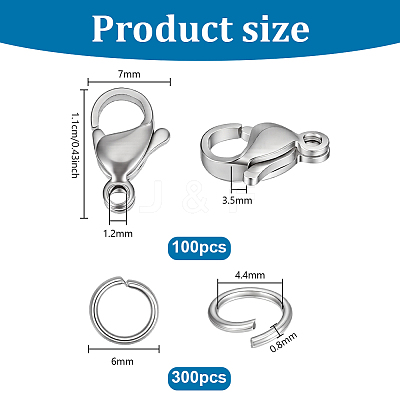304 Stainless Steel Lobster Claw Clasps STAS-PH0019-51P-1