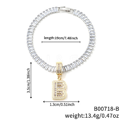 Fashionable Brass Micro Pave Clear Cubic Zirconia Charm Bracelets AF9298-2-1