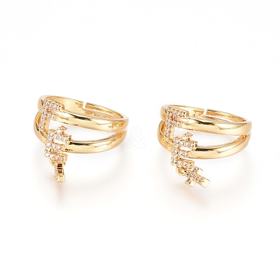 Adjustable Brass Finger Rings RJEW-G096-36G-1