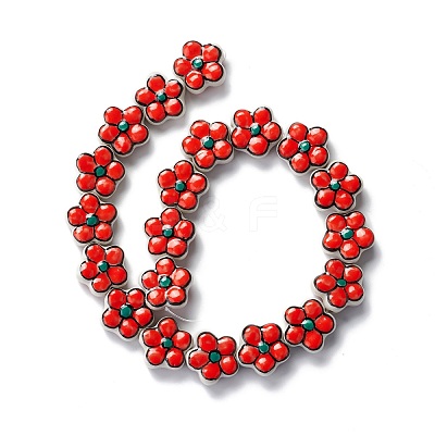 Handmade Porcelain Flower Beads Strands PORC-F003-01E-1