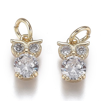 Brass Micro Pave Clear Cubic Zirconia Pendants ZIRC-Z003-03G-1