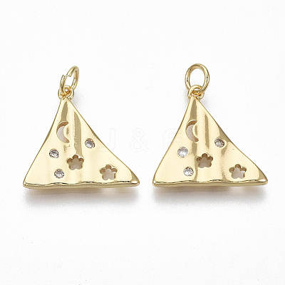 Brass Micro Pave Clear Cubic Zirconia Pendants KK-S356-030G-NF-1