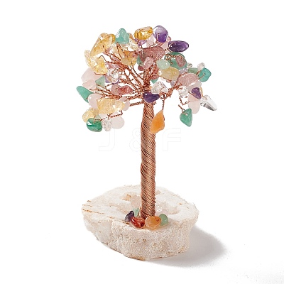 Natural Gemstone Chips and Natural Quartz Crystal Pedestal Display Decorations DJEW-G027-12RG-02-1