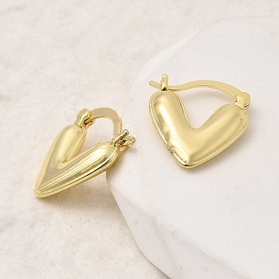 Heart Brass Hoop Earrings EJEW-P333-04G-1