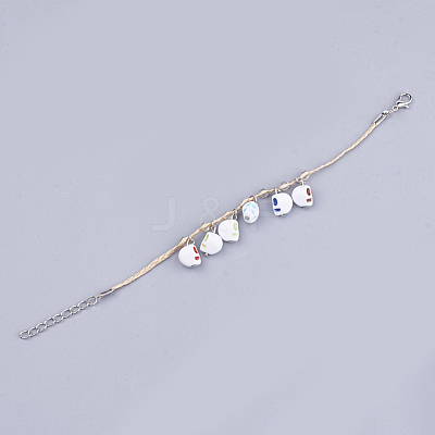 Handmade Braided Raffia Charm Bracelets AJEW-S072-14B-1