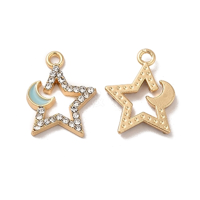 Rack Plating Alloy Rhinestone Pendants PALLOY-O106-27G-04-1