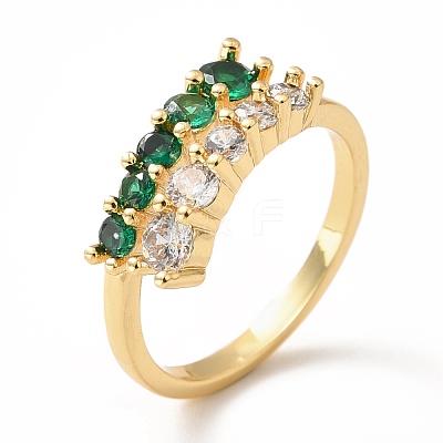 Cubic Zirconia Rectangle Open Cuff Rings RJEW-H101-22G-1