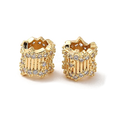 Rack Plating Brass Micro Pave Cubic Zirconia European Beads KK-Q795-03-1