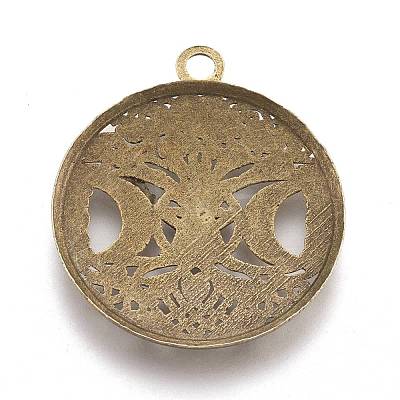 Tibetan Style Hollow Alloy Pendants X-TIBEP-F075-01AB-RS-1
