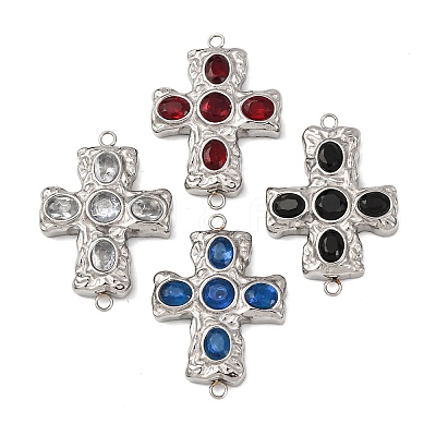 304 Stainless Steel Pave Cubic Zirconia Connector Charms STAS-P421-03P-1