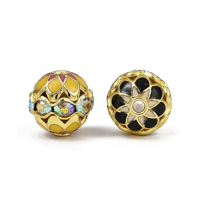 Brass Enamel Beads KK-L236-01B-G-1