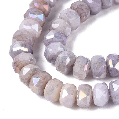 Electroplate Crackle Imitation Jade Glass Beads Strands EGLA-Q135-01A-C01-1