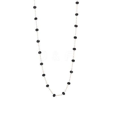 304 Stainless Steel & Glass Link Chain Necklaces for Women STAS-OY015-57G-1