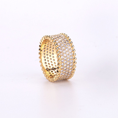 Brass Micro Pave Cubic Zirconia Finger Rings FS-WG2EB50-05-1