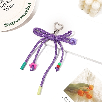 Polyester Braided Rope Bowknot Hanging Ornaments PW-WG70E10-08-1