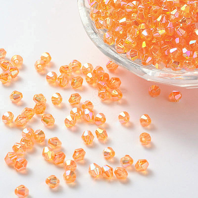 Bicone AB Color Plated Eco-Friendly Transparent Acrylic Beads X-TACR-A003-4mm-15-1