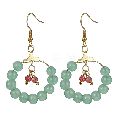 Imitation Jade Glass Beaded Ring Dangle Earrings EJEW-JE05568-02-1