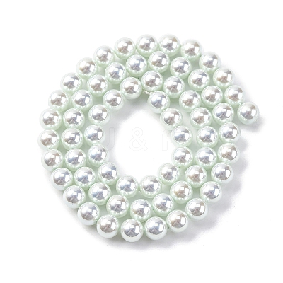 UV Plating Pearlized Glass Pearl Beads Strands GLAA-F128-01A-T13-1