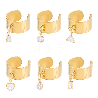 304 Stainless Steel Cuff Rings for Women RJEW-UN00022-1