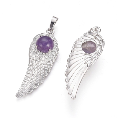 Natural Amethyst Pendants G-L512-P07-1