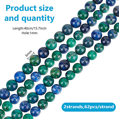 2 Strands Natural Chrysocolla and Lapis Lazuli Beads Strands G-GO0001-38B-1