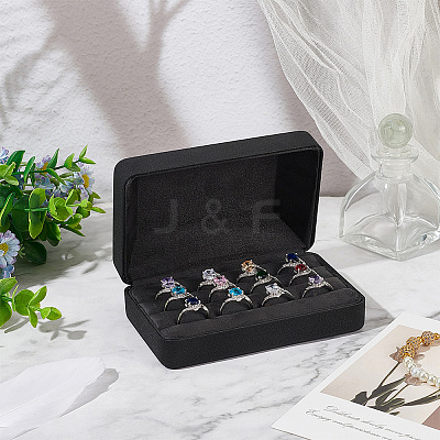 Rectangle PU Leather Rings Storage Boxes with Velvet Inside AJEW-WH0166-14-1