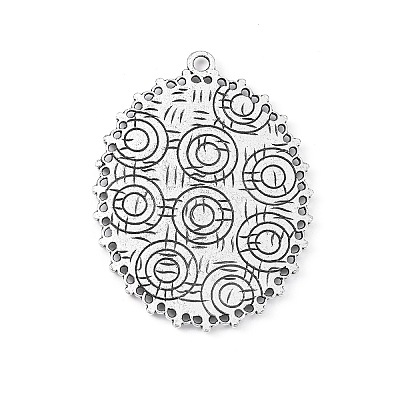Tibetan Style Alloy Oval Tray Cabochon Settings TIBEP-5437-AS-FF-1