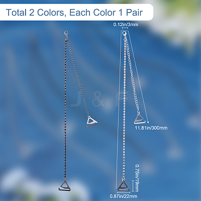 2 Pairs 2 Colors Adjustable Brass Rhinestone Chain Non-slip Bra Straps DIY-GF0007-71-1