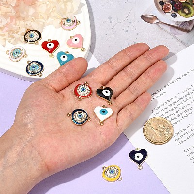 28Pcs 14 Style Rack Plating Alloy Enamel Link Connectors ENAM-SZ0002-60-1