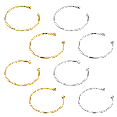 8Pcs 2 Colors Alloy Open Cuff Bangles BJEW-GO0002-26-1