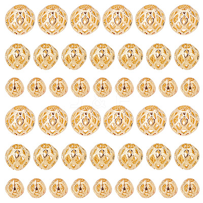 60Pcs 3 Style Brass Hollow Beads KK-PH0009-25-1