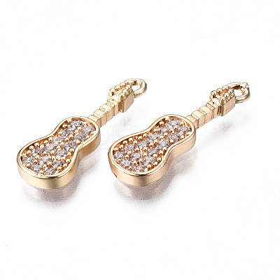 Brass Micro Pave Clear Cubic Zirconia Pendants KK-S359-113-RS-1