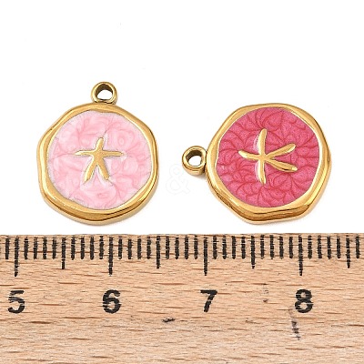 304 Stainless Steel Enamel Pendants STAS-P425-01G-02-1