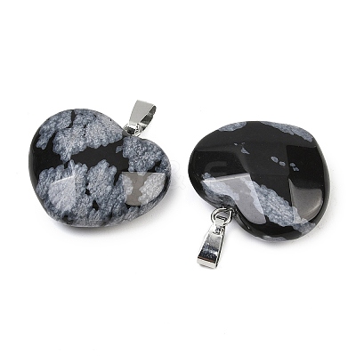 Natural Snowflake Obsidian Pendants G-A281-02P-09-1