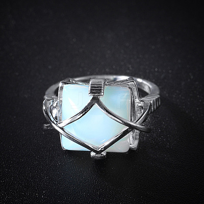 Brass & Opalite Finger Rings FS-WG78CCB-04-1