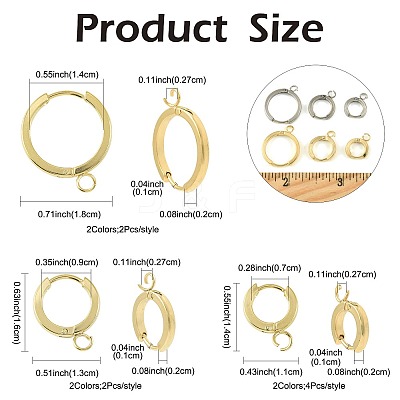 16Pcs 201 Stainless Steel Huggie Hoop Earrings Findings STAS-FS0002-26D-1