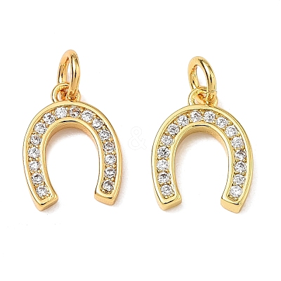 CZ Brass Micro Pave Cubic Zirconia Horse Shoe Charms ZIRC-L018-13G-1