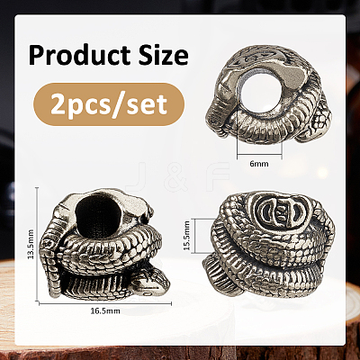2Pcs Brass European Beads KK-FH0008-13AS-1