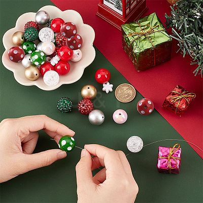 50Pcs 10 Style Christmas Theme Acrylic Beads SACR-SC0001-22-1