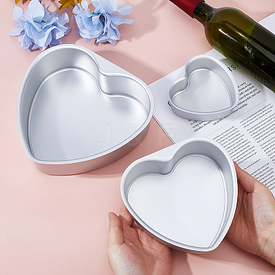 3 Bags 3 Styles Heart Aluminium Alloy Cake Mold Rings AJEW-DC0002-06-1