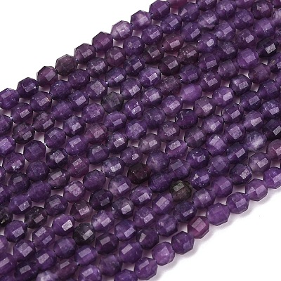 Natural Lepidolite/Purple Mica Stone Beads Strands G-A260-A04-01-1