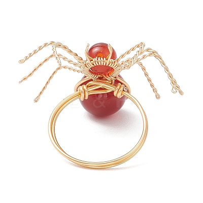 Natural Carnelian Beaded Finger Rings RJEW-TA00210-01-1