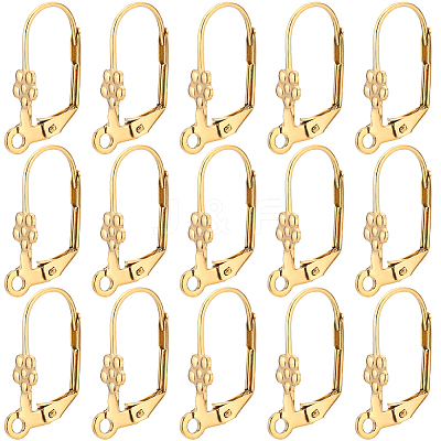 50Pcs Ion Plating(IP) 304 Stainless Steel Flower Leverback Earring Findings STAS-BBC0002-56-1