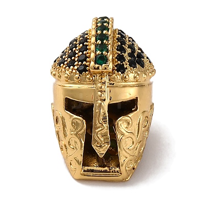 Helmet Shape Rack Plating Brass with Cubic Zirconia Beads KK-S406-15D-1