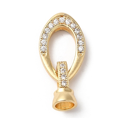 Brass Micro Pave Clear Cubic Zirconia Fold Over Clasps KK-C062-040G-01-1